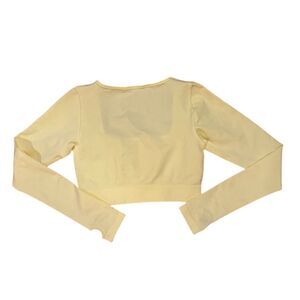 BO+TEE Women's Long Sleeve Cropped Top Yellow Size M Casual Spring